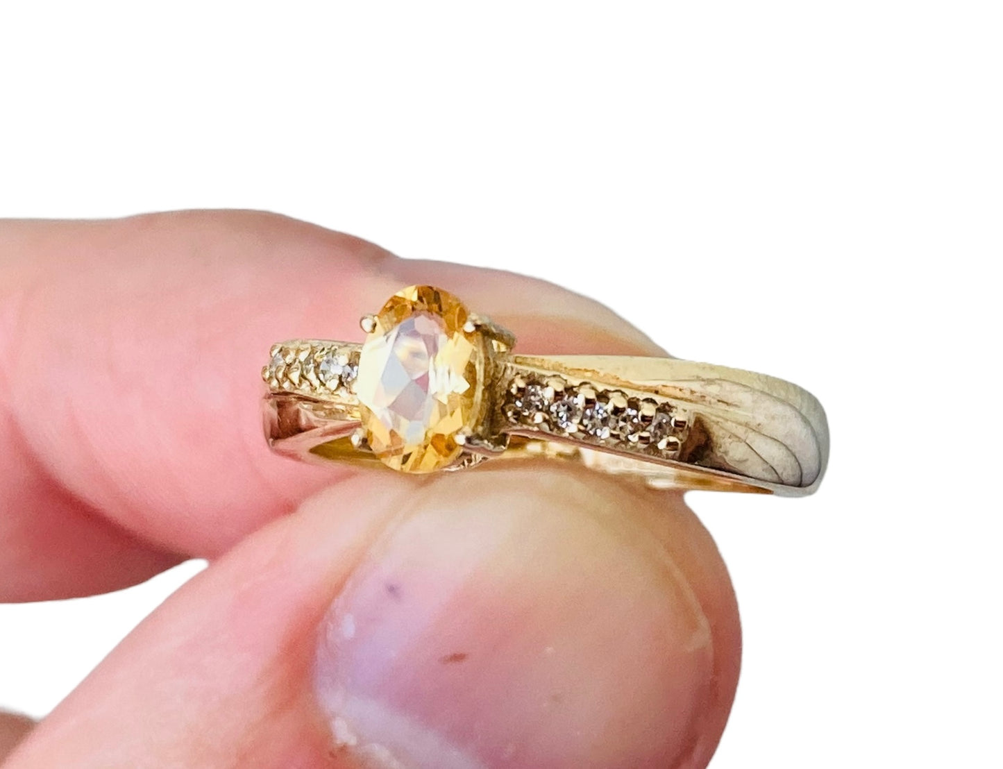 9ct Gold Citrine & Diamond Ring