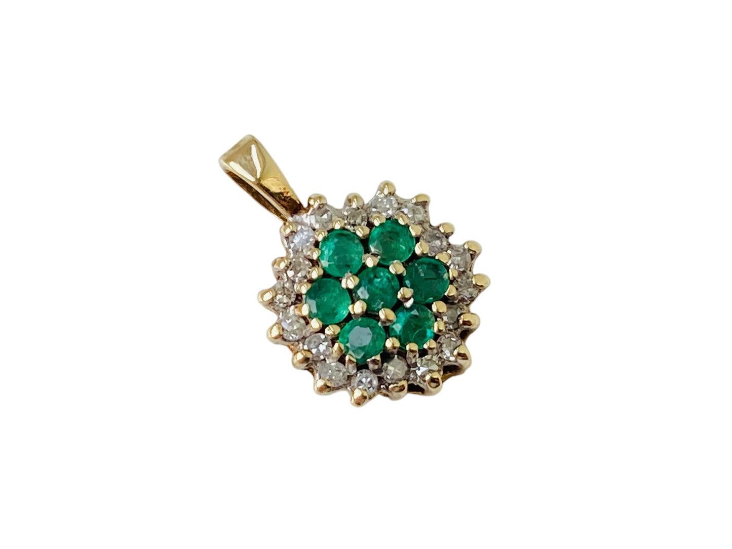 9ct Gold Emerald & Diamond Pendant