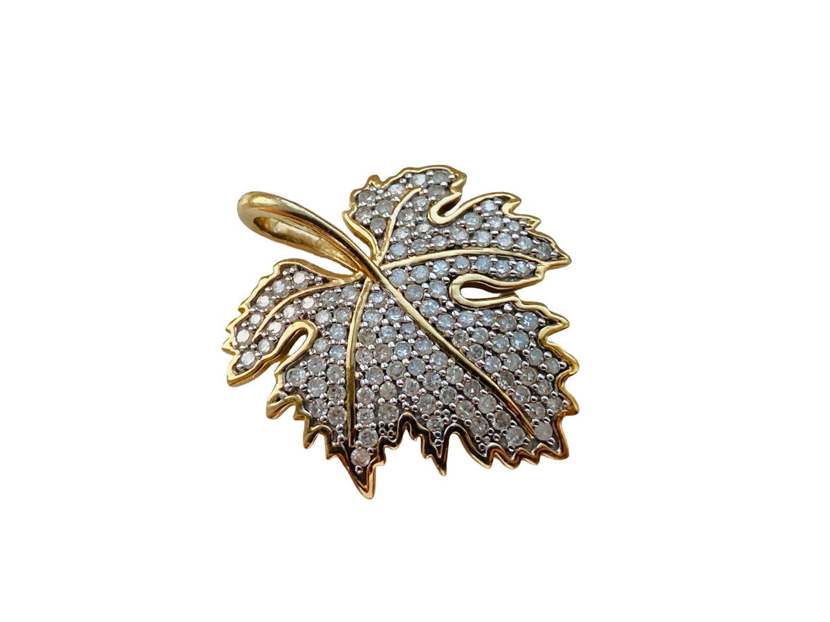 9ct Gold Diamond Leaf Pendant