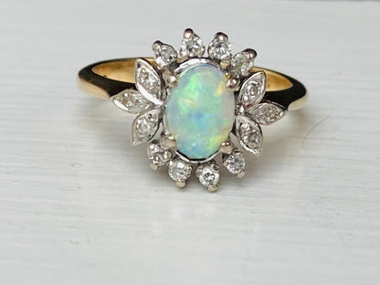 18ct Gold Opal & Diamond Ring