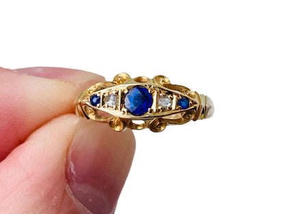 Antique Edwardian 18ct Gold Sapphire & Diamond Ring