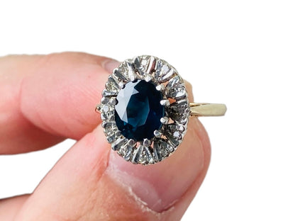 Vintage 9ct Gold Sapphire & Diamond Ring