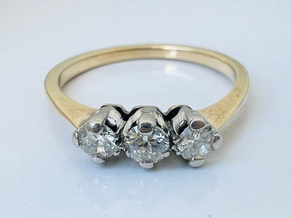 Vintage 9ct Gold Three-Stone Diamond Ring
