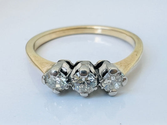 Vintage 9ct Gold Three-Stone Diamond Ring