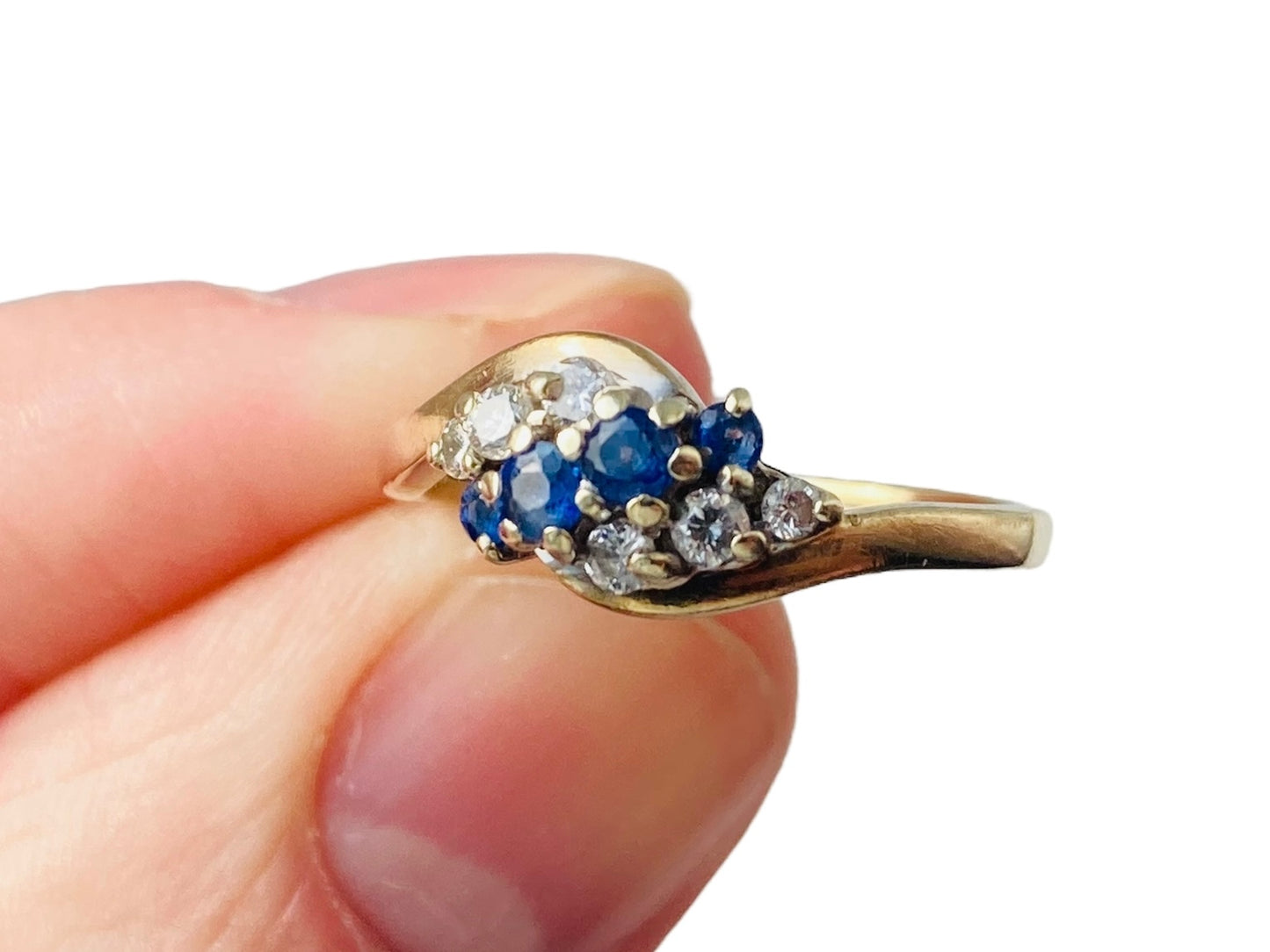 Vintage 9ct Gold Sapphire & Diamond Ring