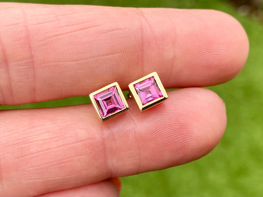 9ct Gold Pink Topaz Earrings