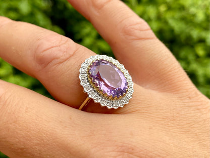 9ct Gold Amethyst & Diamond Ring