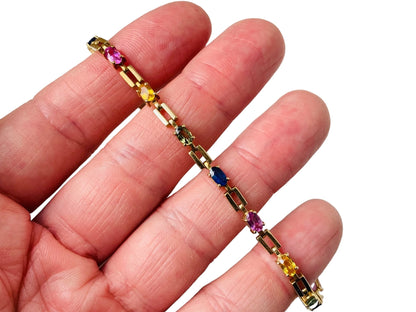 9ct Gold Multi Coloured Sapphire Bracelet