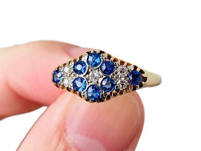 Antique 18ct Gold Sapphire & Diamond Ring