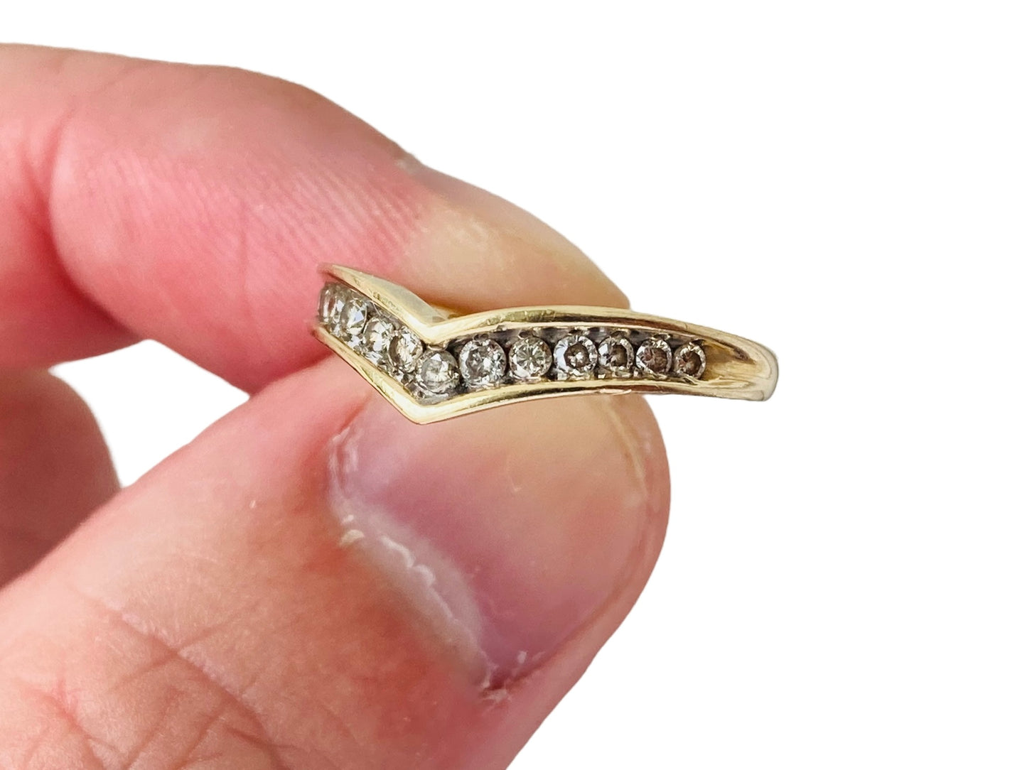 9ct Gold Diamond Wishbone Ring