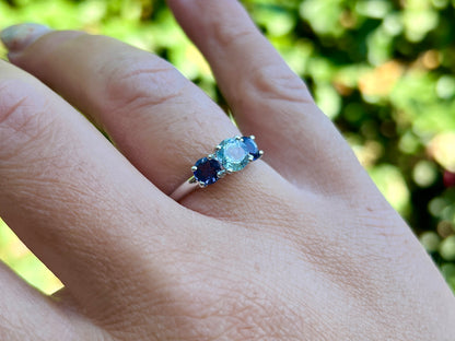 9ct Gold Aquamarine & Tanzanite Ring