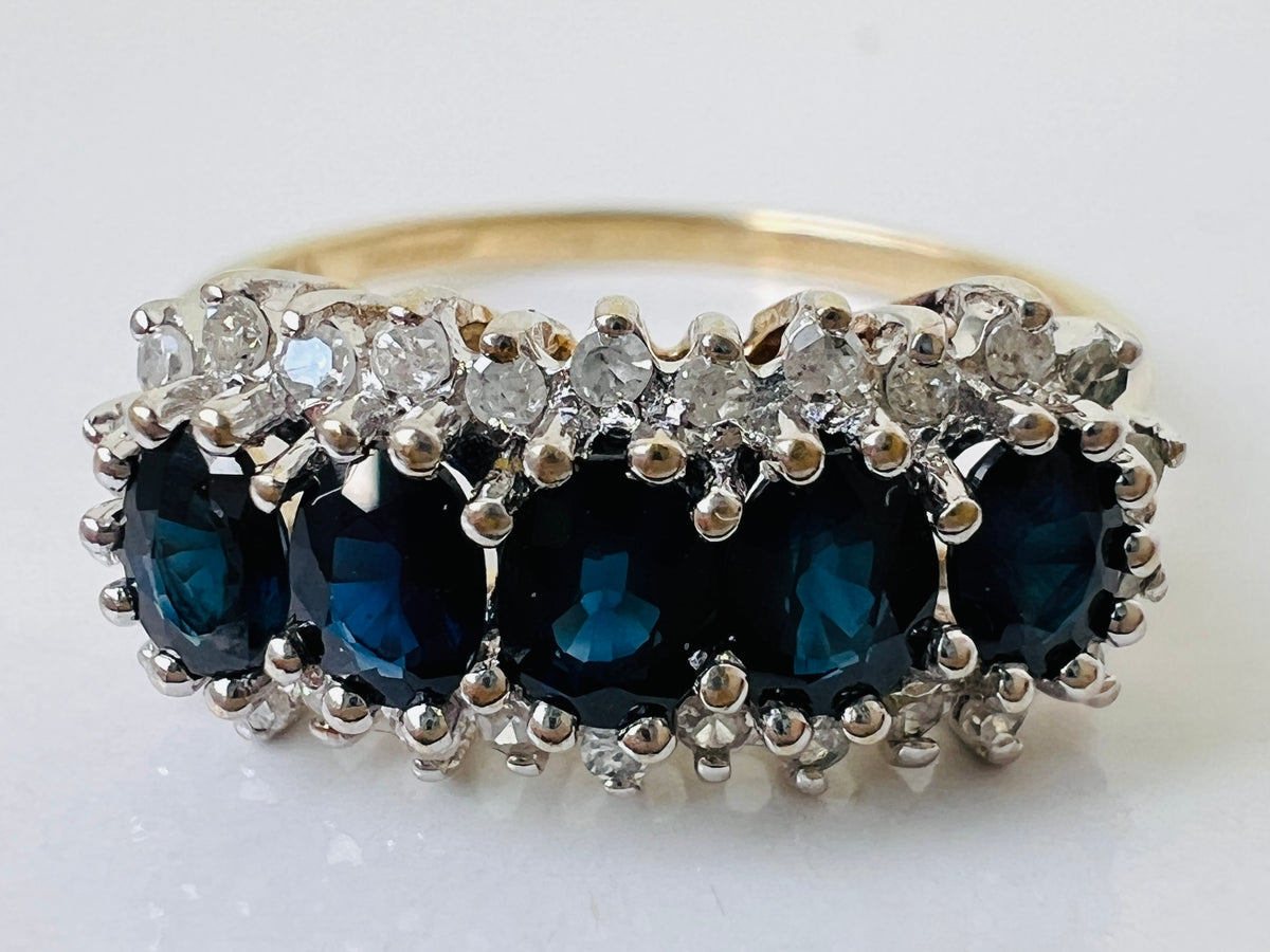 9ct Gold Sapphire & Diamond Ring