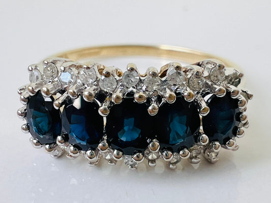 9ct Gold Sapphire & Diamond Ring