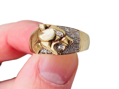 9ct Gold Diamond Panther Ring