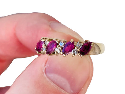 Vintage 9ct Gold Ruby & Diamond Ring