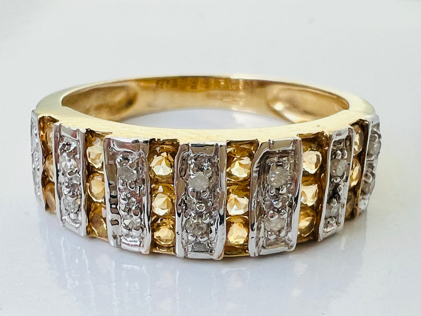 9ct Gold Citrine & Diamond Ring