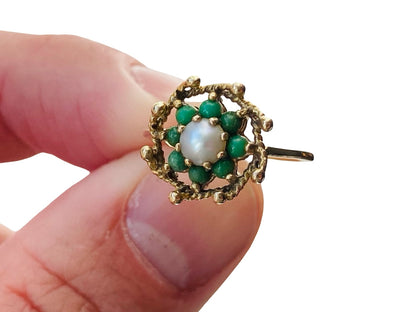 Vintage 9ct Gold Turquoise & Pearl Ring