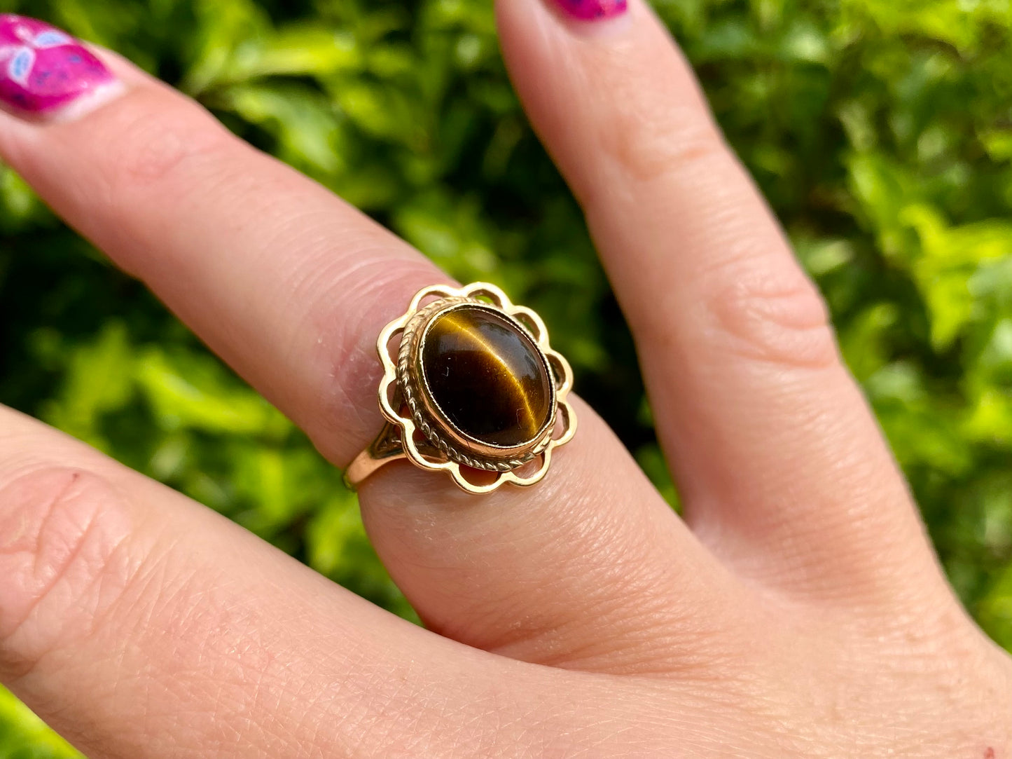 Vintage 9ct Gold Tigers Eye Ring