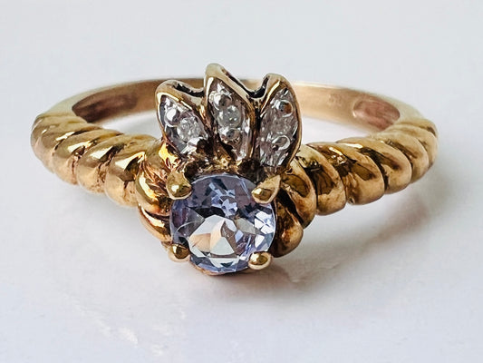 9ct Gold Tanzanite & Diamond Ring