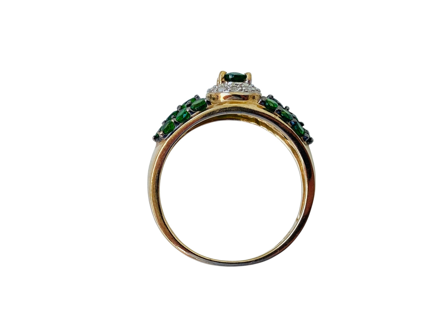 9ct Gold Diopside & Diamond Ring