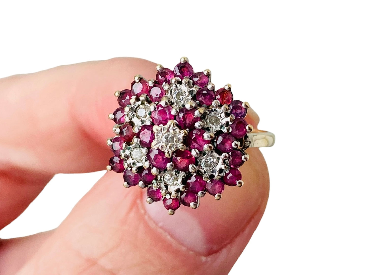 Vintage 9ct Gold Ruby & Diamond Ring