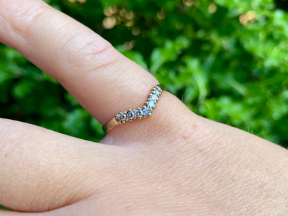 Vintage 9ct Gold 0.25ct Diamond Wishbone Ring
