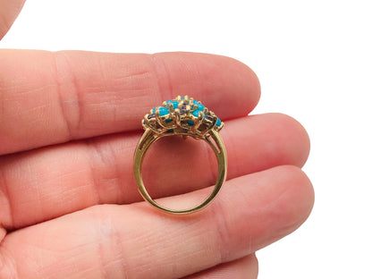 9ct Gold Turquoise & Amethyst Ring