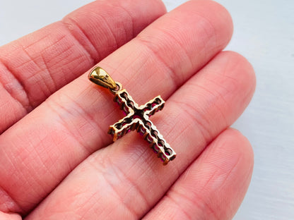 9ct Gold Ruby Cross Pendant