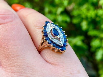 Vintage 9ct Gold Sapphire & Diamond Ring