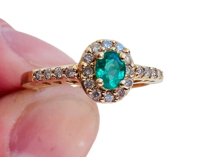 14ct Gold Emerald & Diamond Ring