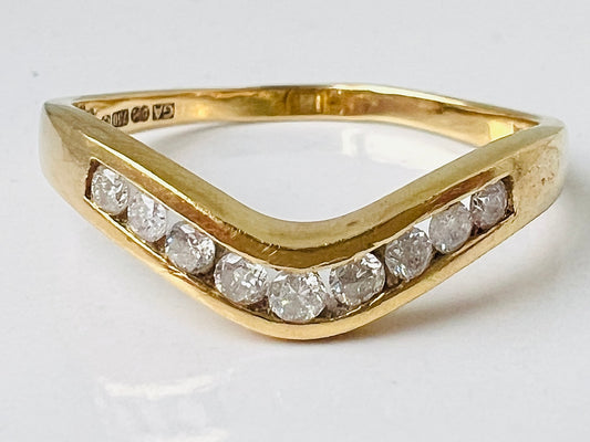 18ct Gold Diamond Wishbone/Chevron Ring