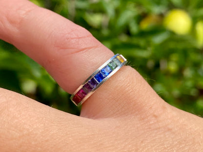 14ct Gold Rainbow Sapphire Ring