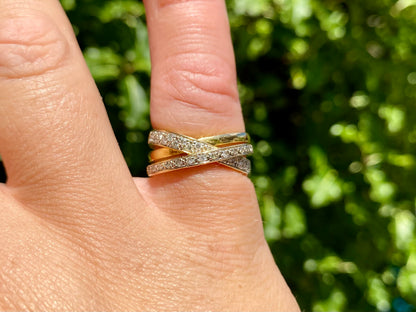 9ct Gold Diamond Crossover Ring