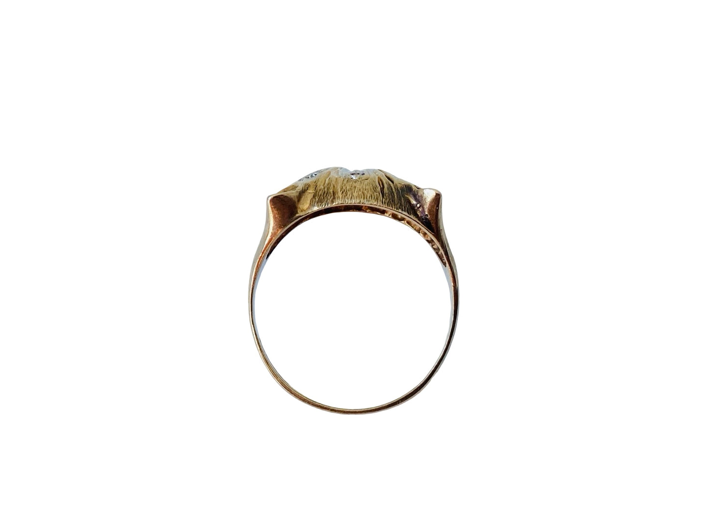 Vintage 9ct Gold Emerald & Diamond Cat Ring