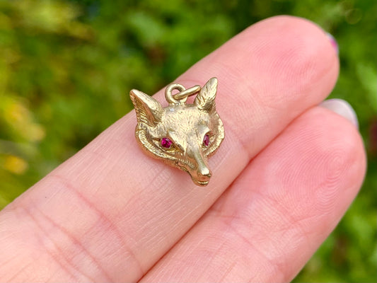 Vintage 9ct Gold Fox Head Pendant or Charm