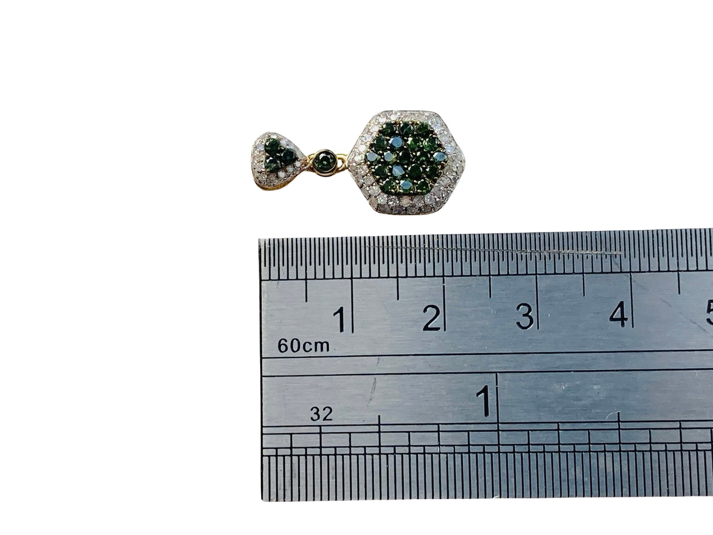 9ct Gold Green & White Diamond Pendant