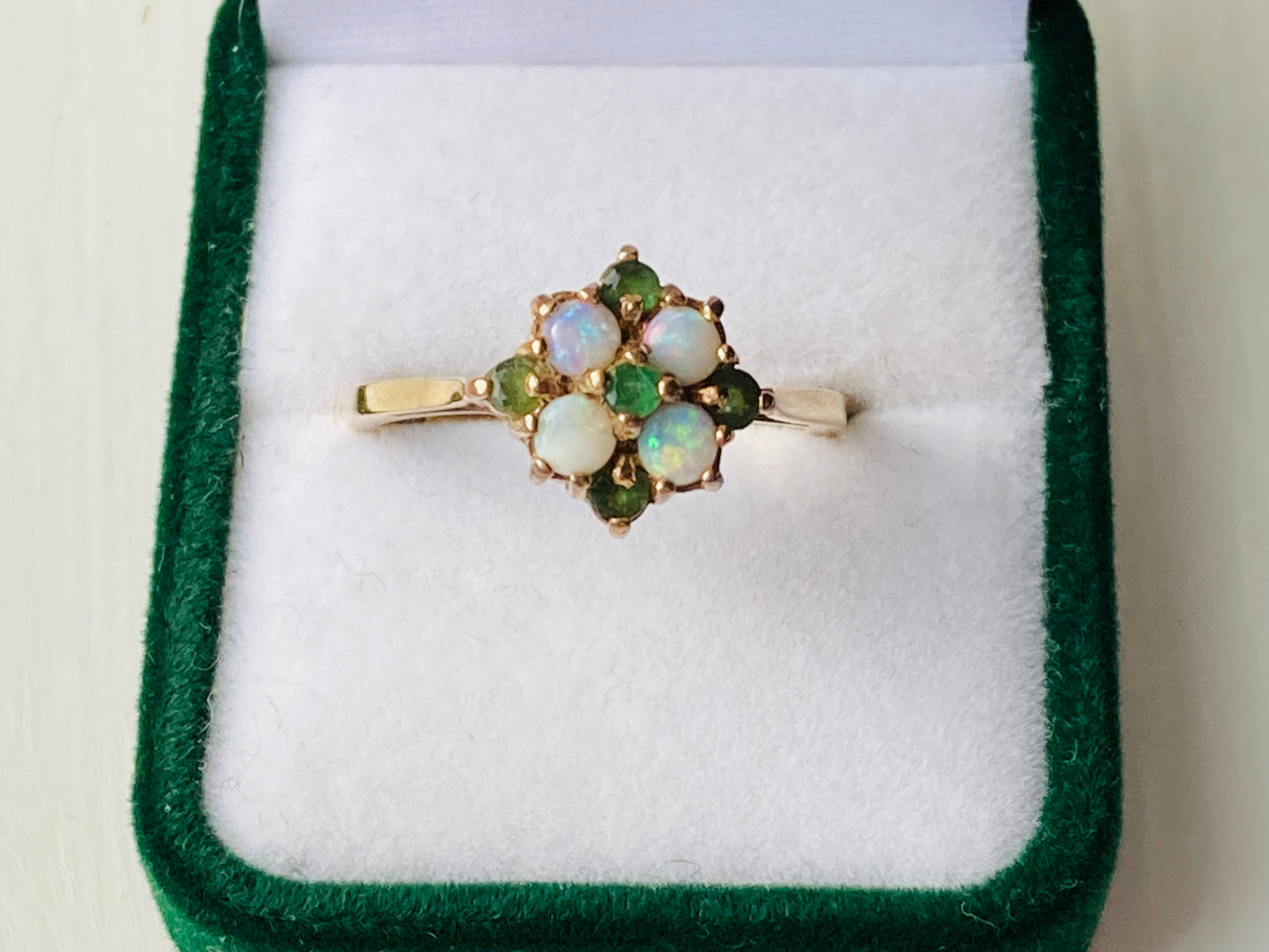 9ct Gold Emerald & Opal Ring