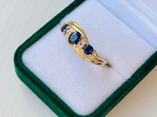 9ct Gold Sapphire & Diamond Ring