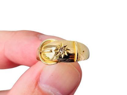 Antique 18ct Gold Belt Buckle Diamond Ring
