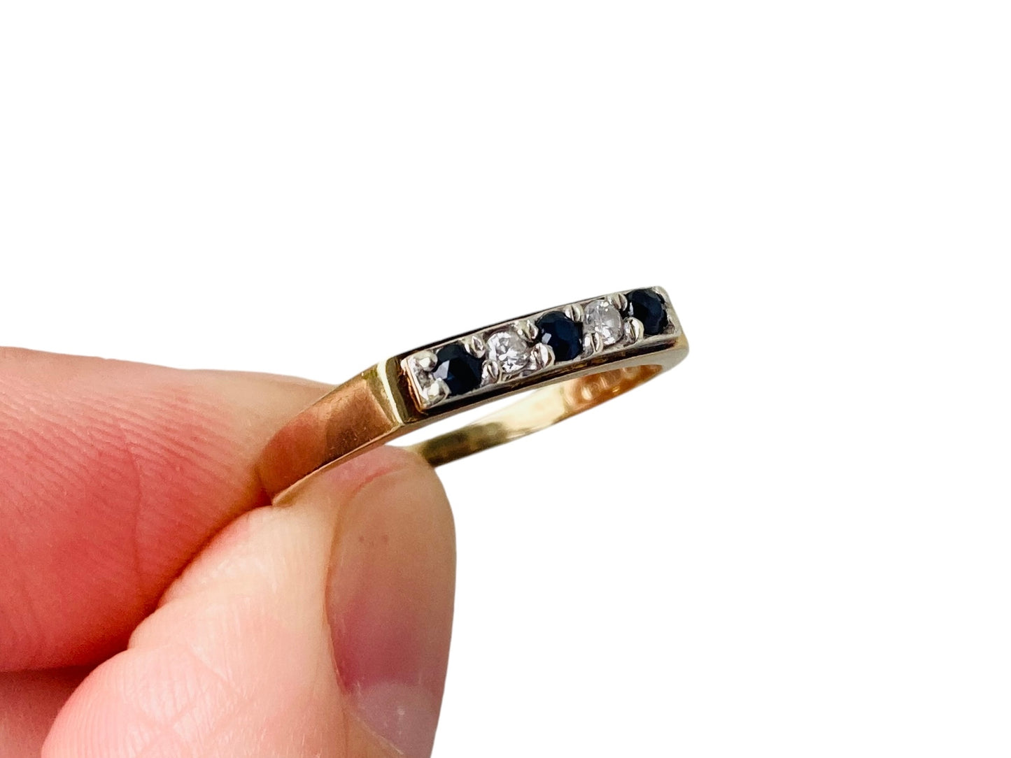 Vintage 9ct Gold Sapphire & Diamond Ring