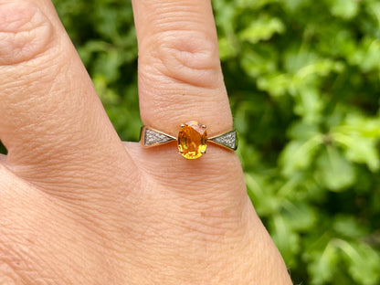 9ct Gold Citrine & Diamond Ring