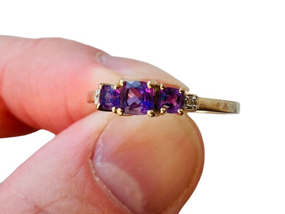 9ct Gold Amethyst & Diamond Ring