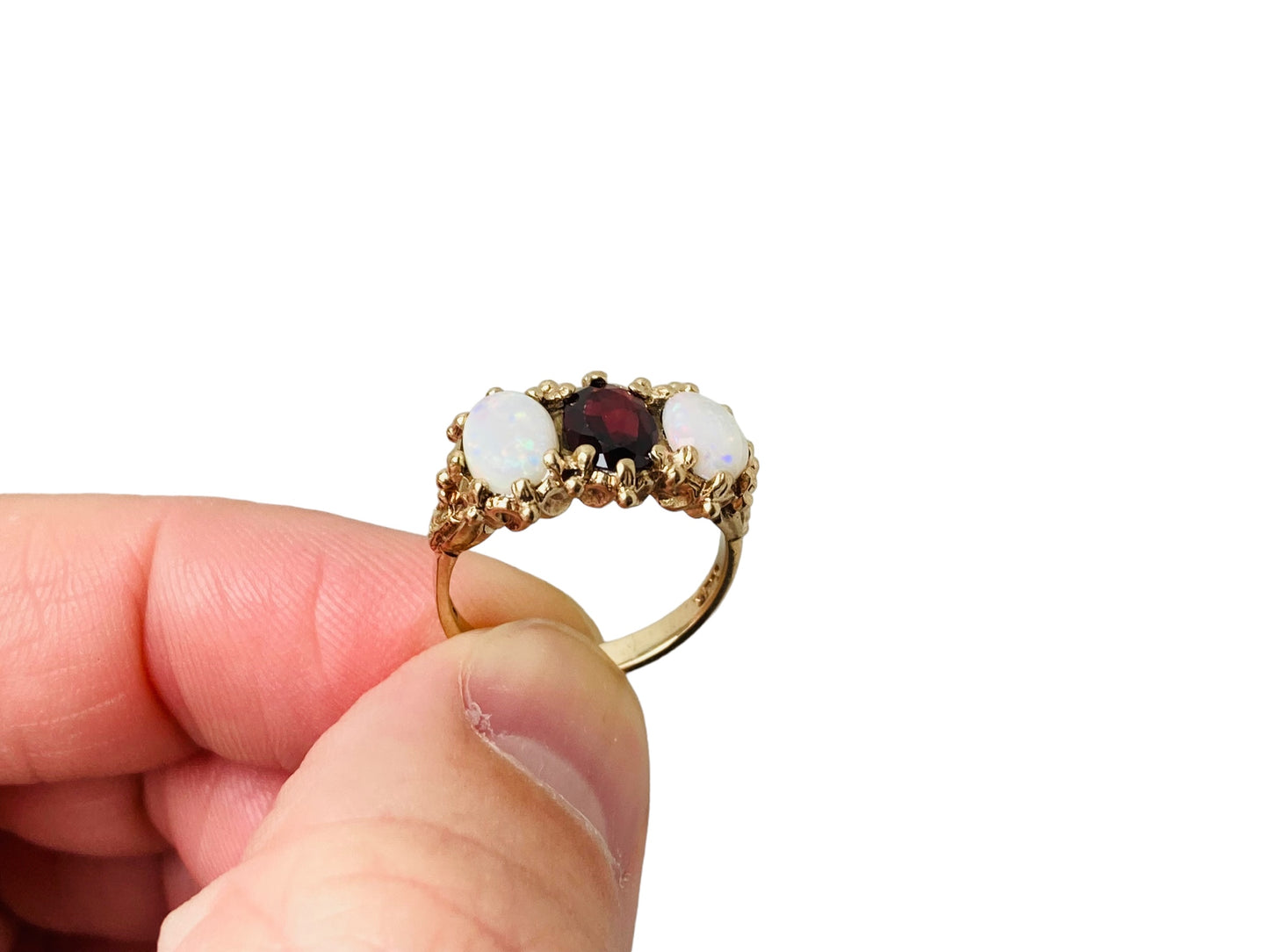 Vintage 9ct Gold Opal & Garnet Ring