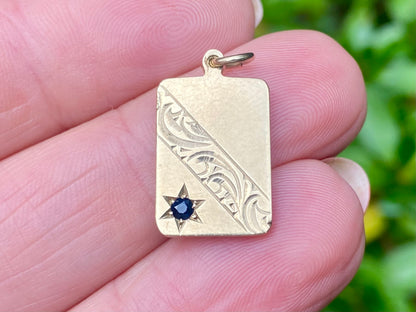 Vintage 9ct Gold Sapphire Pendant