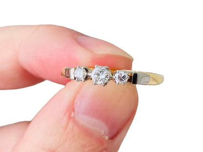 Vintage 18ct Gold Three-Stone Diamond Ring