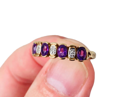 9ct Gold Amethyst & Diamond Ring