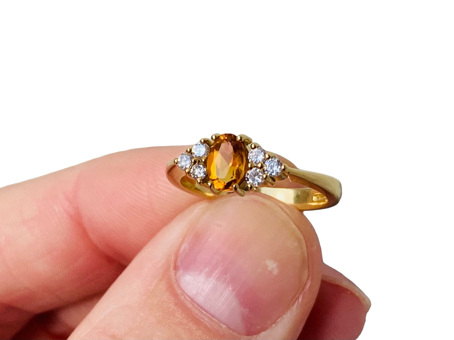 18ct Gold Citrine & Diamond Ring