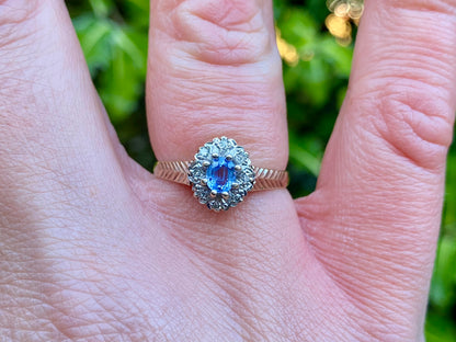 Vintage 9ct Gold Sapphire & Diamond Ring