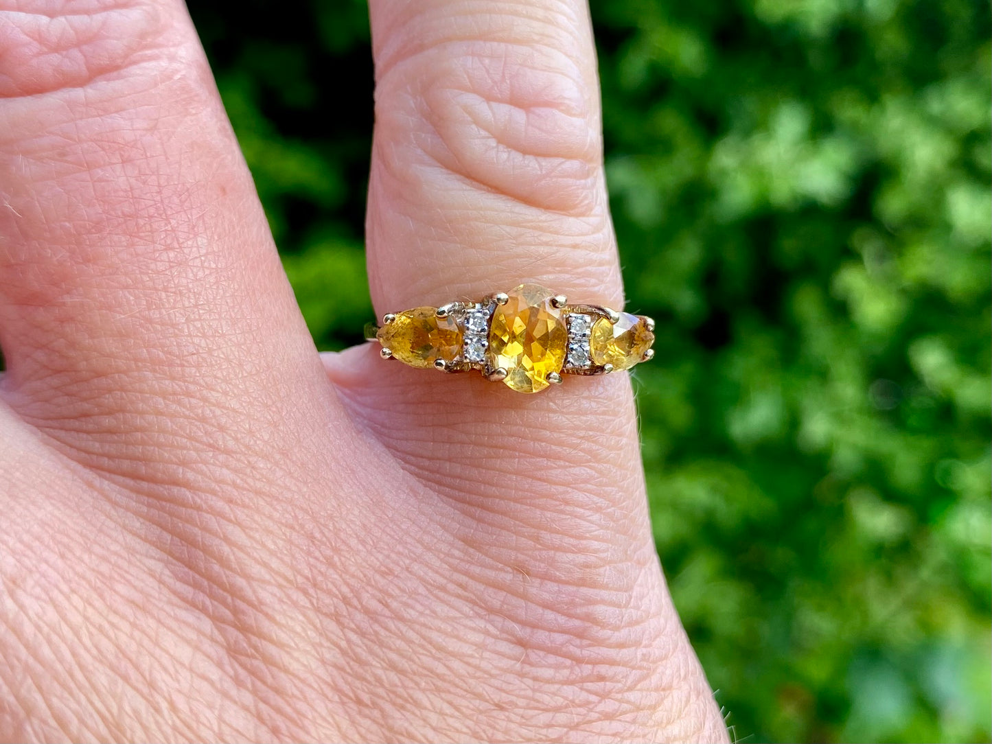 9ct Gold Citrine & Diamond Ring