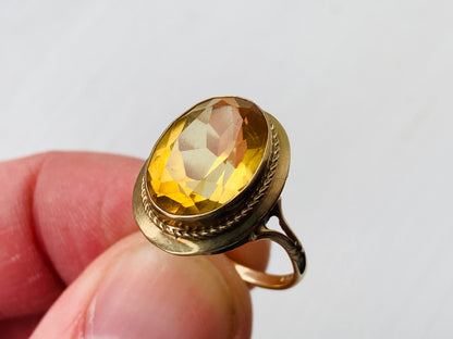 Vintage 9ct Gold Citrine Ring